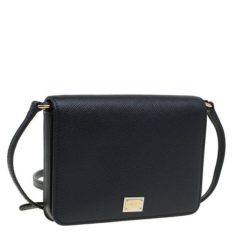Dolce and Gabbana Black Leather Mini Dauphine Crossbody Bag For Sale at ...