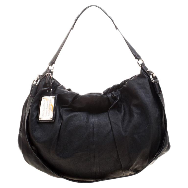 Dolce and Gabbana Black Leather Miss Night and Day Hobo