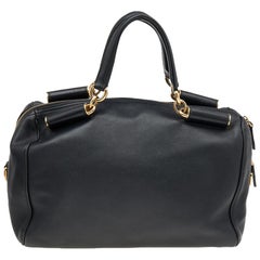 Dolce and Gabbana Black Leather Miss Sicily Bowling Bag Dolce and Gabbana Black Leather Miss Sicily Bowling Bag