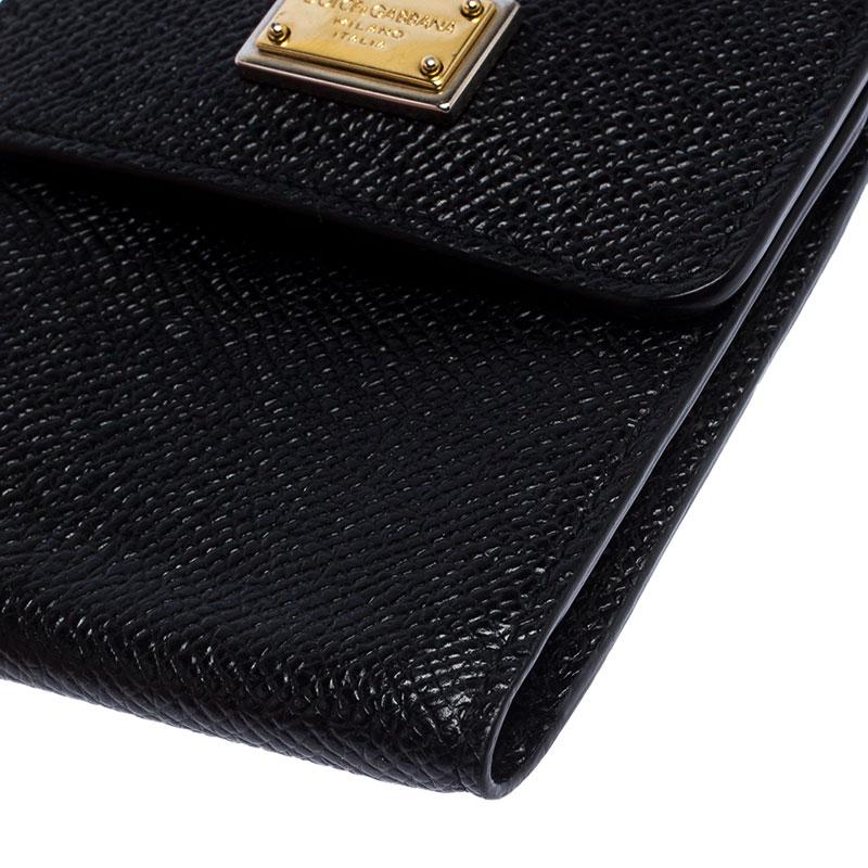 Dolce and Gabbana Black Leather Miss Sicily Phone Holder Crossbody Bag 3