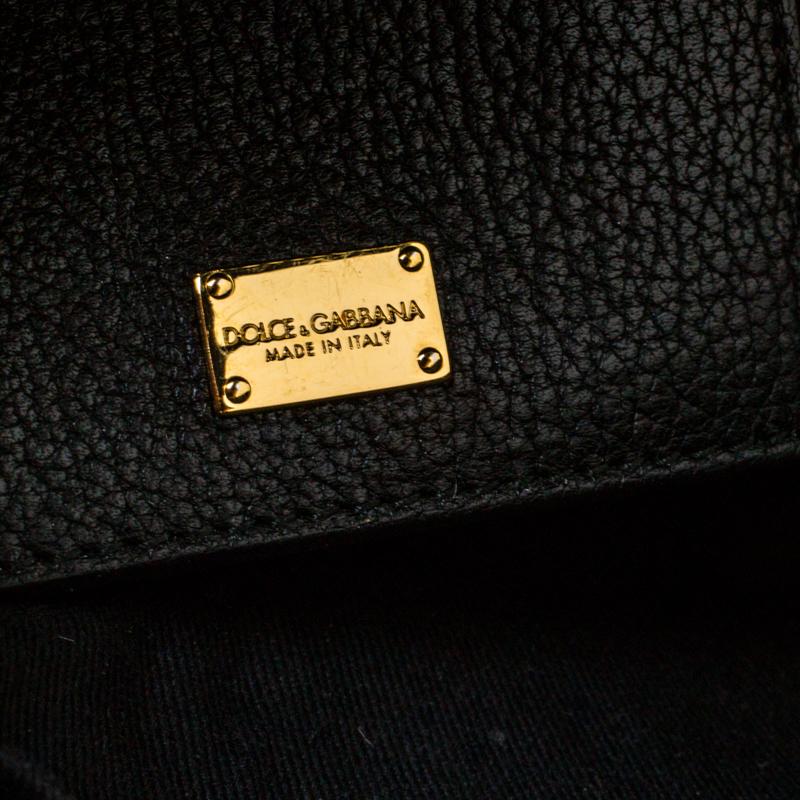 Dolce and Gabbana Black Leather Rosaria Box Top Handle Bag 1