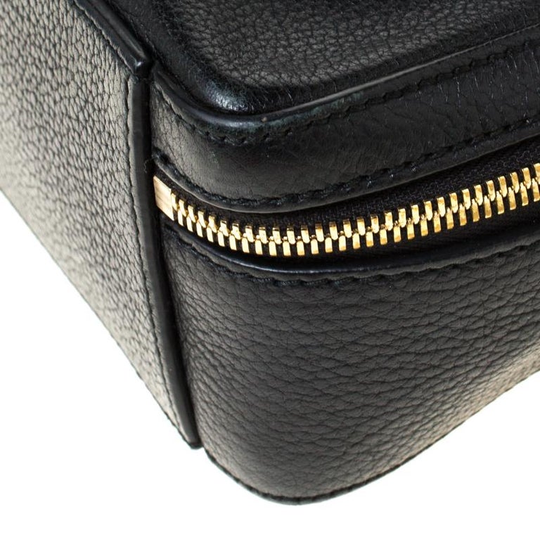 Dolce and Gabbana Black Leather Rosaria Box Top Handle Bag at 1stDibs
