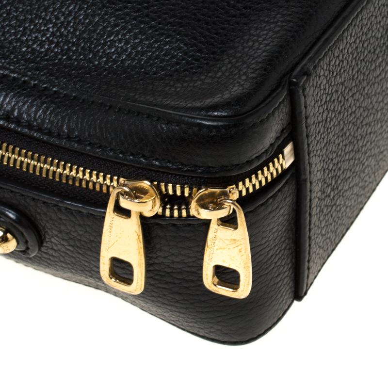 Dolce and Gabbana Black Leather Rosaria Box Top Handle Bag 5