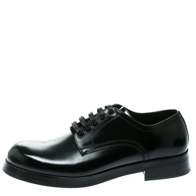 Dolce and Gabbana Black Leather San Pietro Lace Up Derby Size 40 For ...