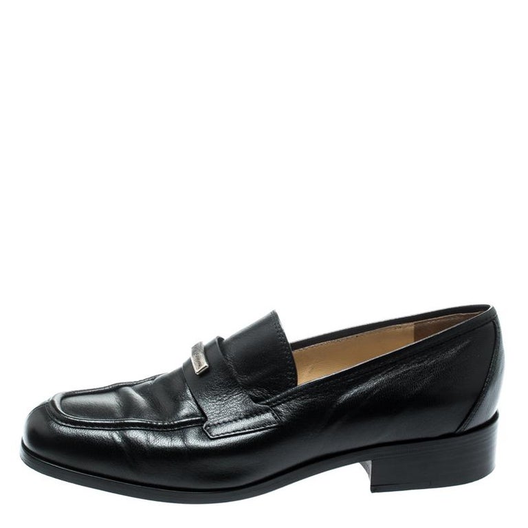 Dolce And Gabbana Black Leather Vintage Loafers Size 37.5 at 1stDibs