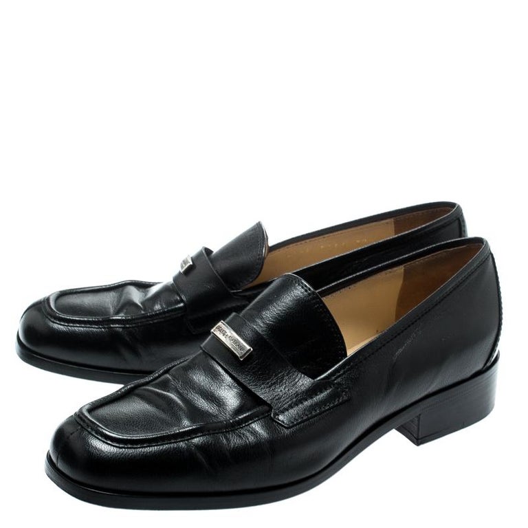 Dolce And Gabbana Black Leather Vintage Loafers Size 37.5 at 1stDibs