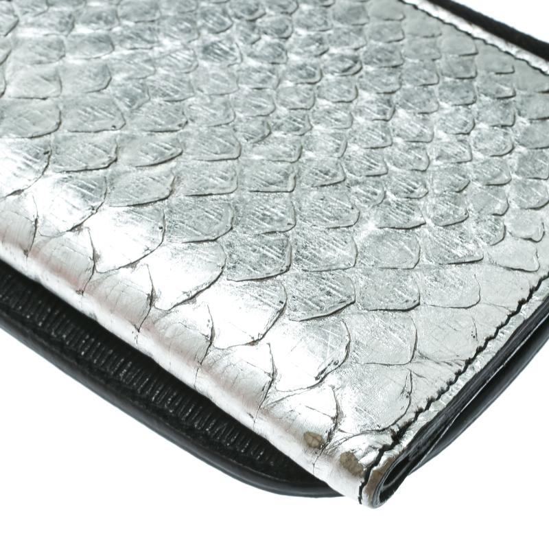 Dolce and Gabbana Black/Metallic Silver Leather Phone Case 4