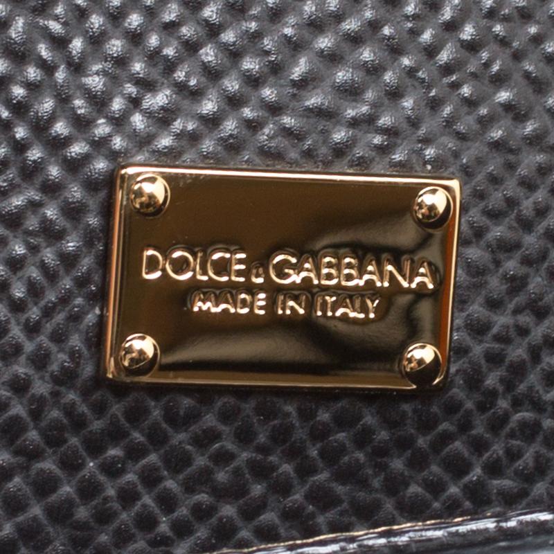 Dolce and Gabbana Black Multicolor Tulip Print Leather Medium Miss Sicily Top Ha 5