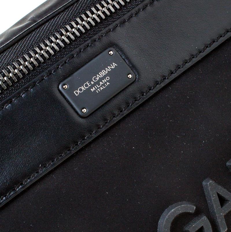 Men's Dolce and Gabbana Black Nylon and Leather Belt Bag