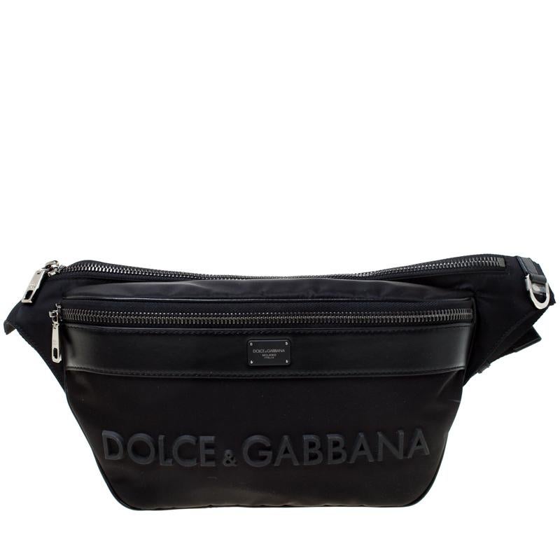 Dolce and Gabbana Black Nylon and Leather Belt Bag 1
