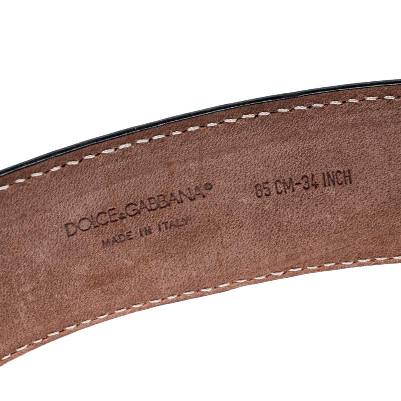 Women's Dolce and Gabbana Black Patent Leather Belt Size 85CM