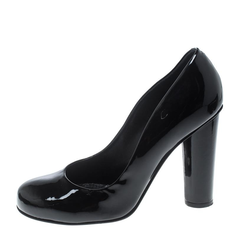 Dolce and Gabbana Black Patent Leather Block Heel Pumps Size 39 2