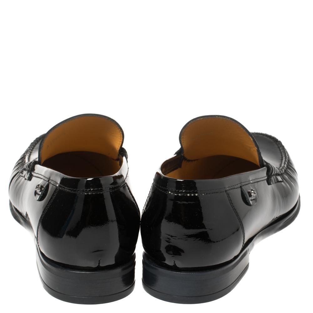 Dolce and Gabbana Black Patent Leather Penny Loafers Size 40 In Good Condition In Dubai, Al Qouz 2