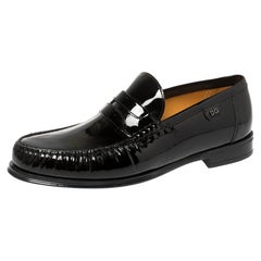 Dolce and Gabbana Black Patent Leather Penny Loafers Size 40
