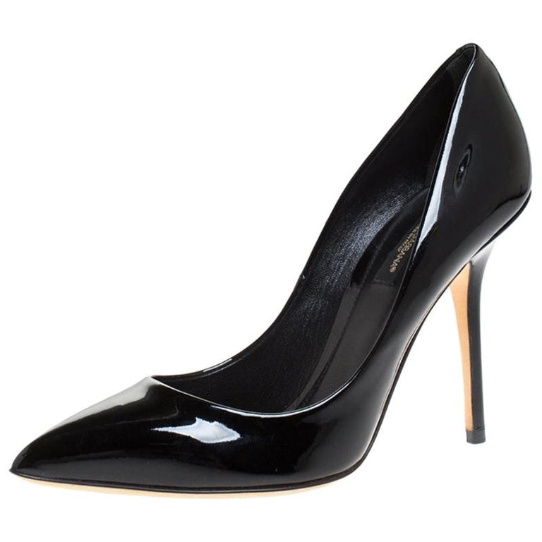 Dolce and Gabbana Black Patent Leather Pointed Toe Pumps Size 37 For ...