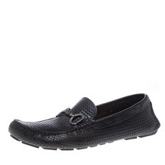 Dolce and Gabbana Black Perforated Leather Loafers Size 42