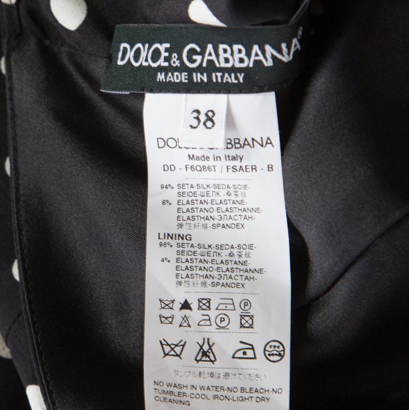 Women's Dolce and Gabbana Black Polka Dotted Silk Halter Dress S