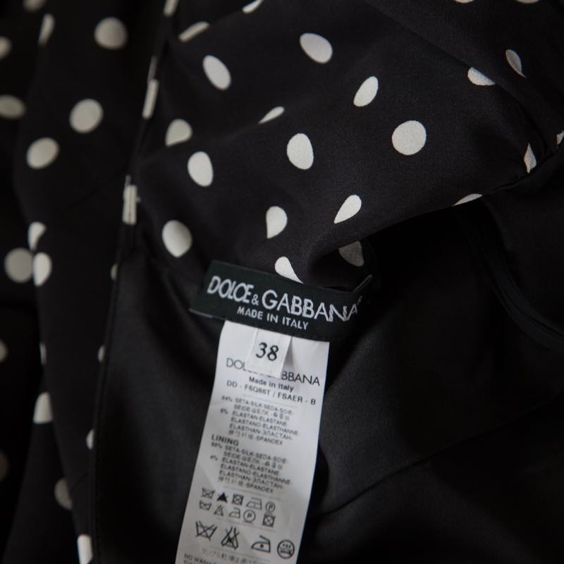 Dolce and Gabbana Black Polka Dotted Silk Halter Dress S 1