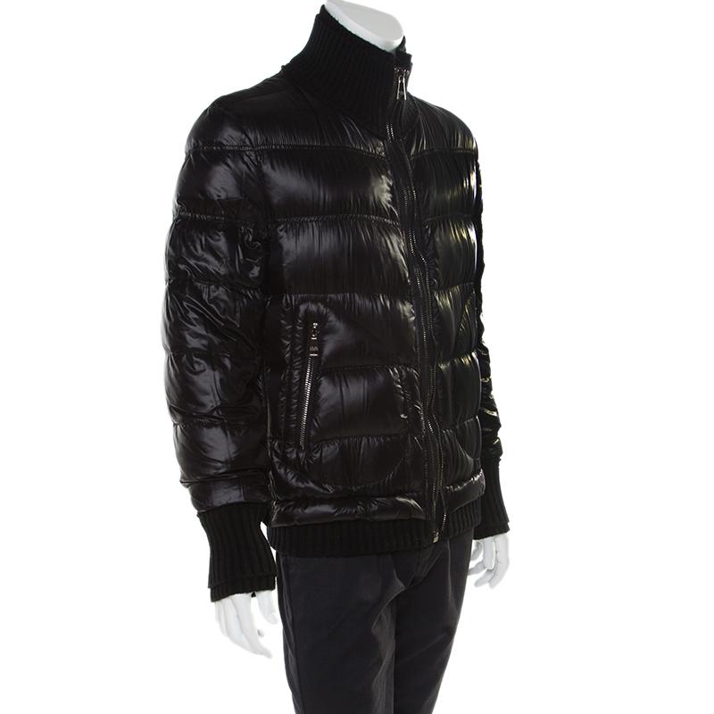 Dolce and Gabbana Black Quilted Bomber Jacket M In Good Condition In Dubai, Al Qouz 2
