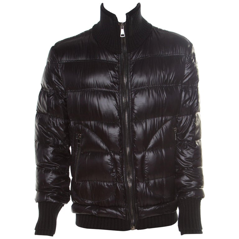 Dolce and Gabbana Black Quilted Bomber Jacket M For Sale at 1stDibs