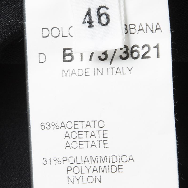 Dolce and Gabbana Black Satin Midi Skirt L 2