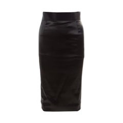 Dolce and Gabbana Black Satin Pencil Midi Skirt S