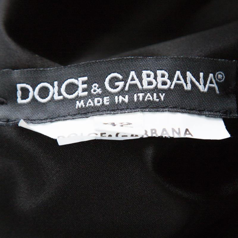 Dolce and Gabbana Black Satin Sleeveless Short Dress M 1