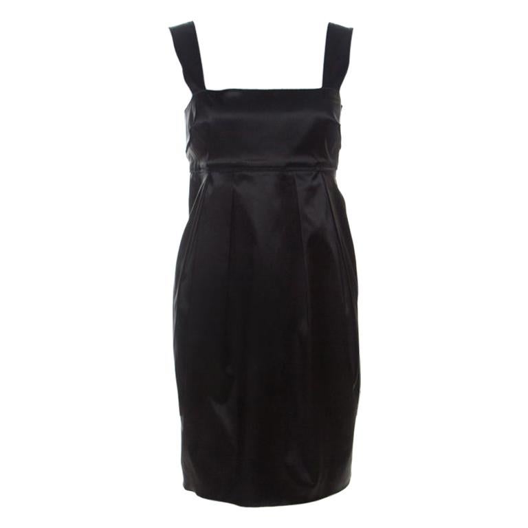 Dolce and Gabbana Black Satin Sleeveless Short Dress M