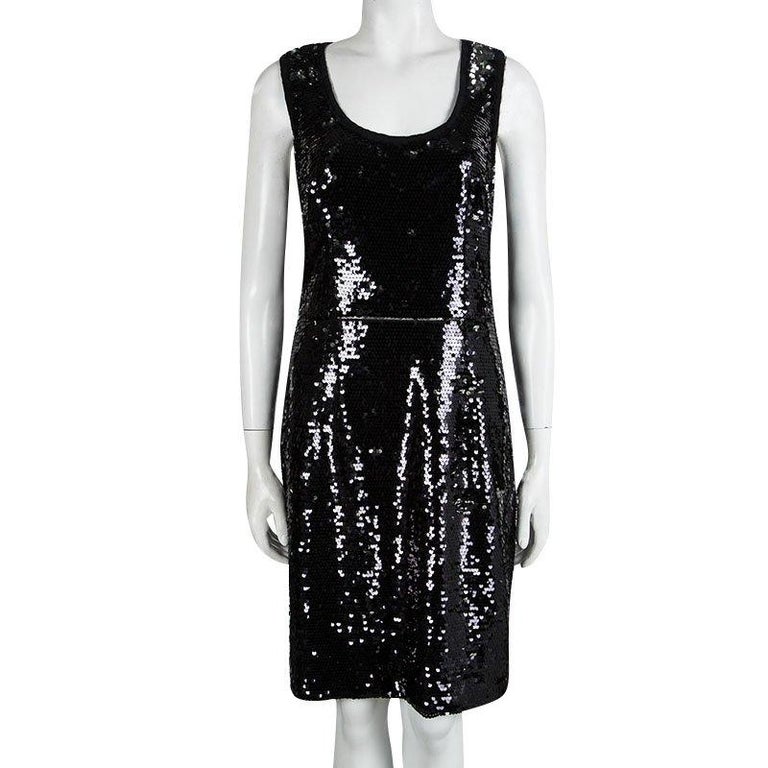 Dolce and Gabbana Black Sequin Embellished Sleeveless Dress L For Sale ...