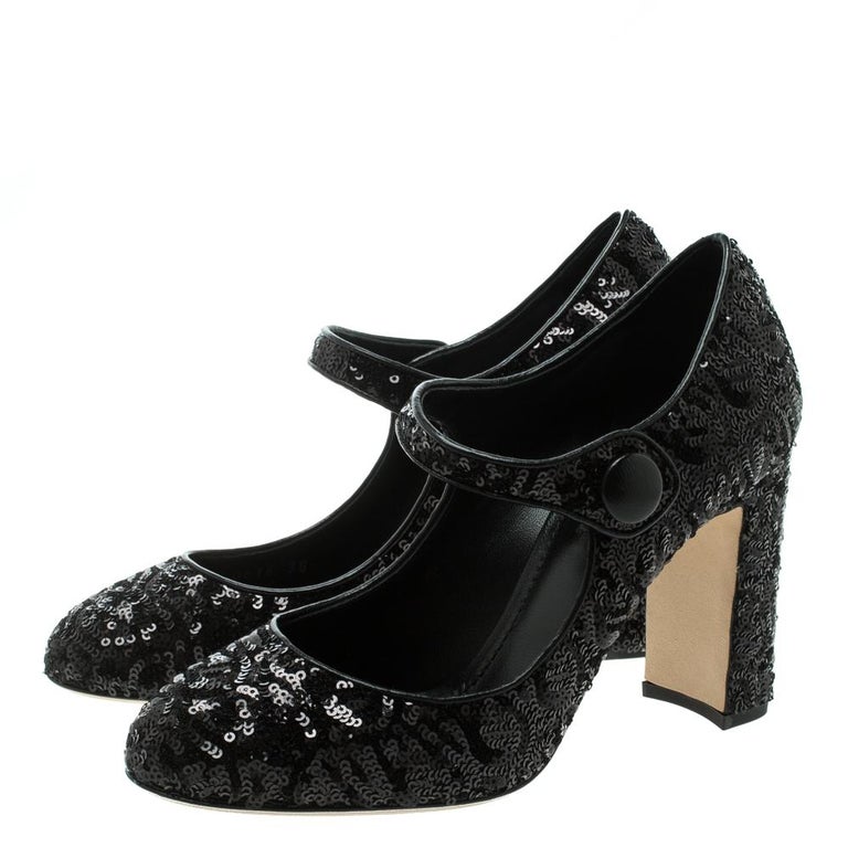 Dolce & Gabbana Blue Sequin Mary Jane Pumps High Heels Shoes main image 1
