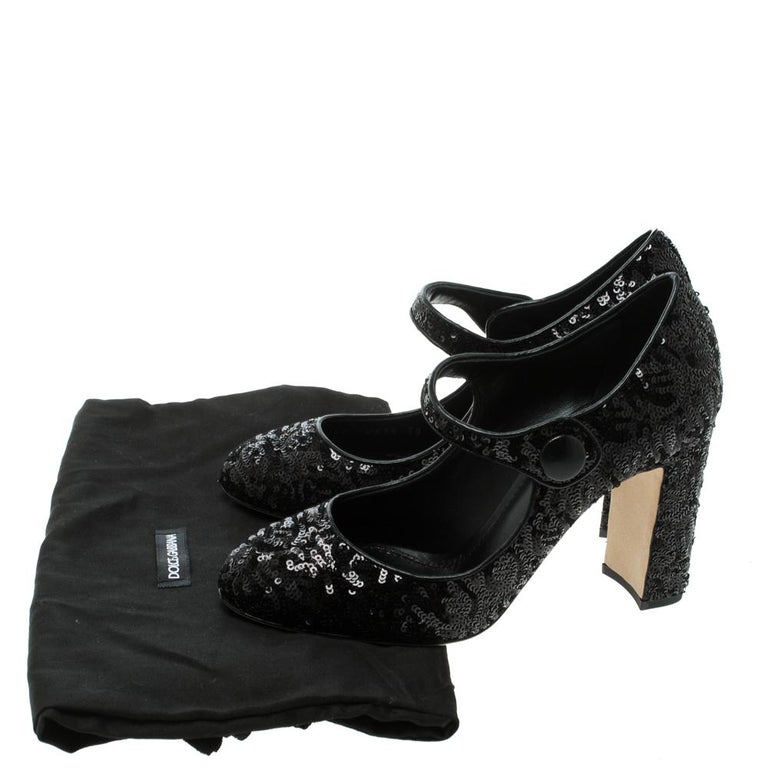 Dolce & Gabbana Blue Sequin Mary Jane Pumps High Heels Shoes