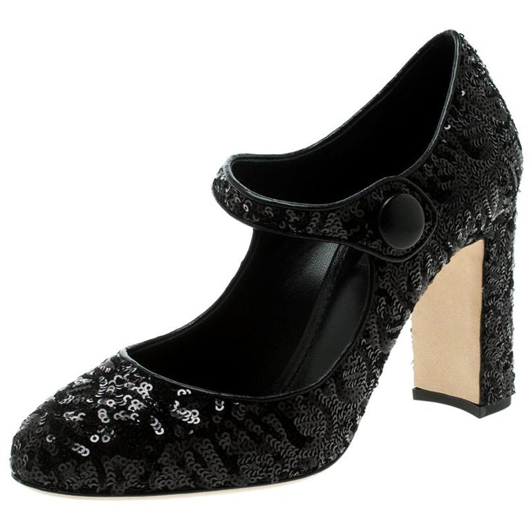 Dolce & Gabbana Pink Sequin Mary Jane Pumps High Heels Shoes