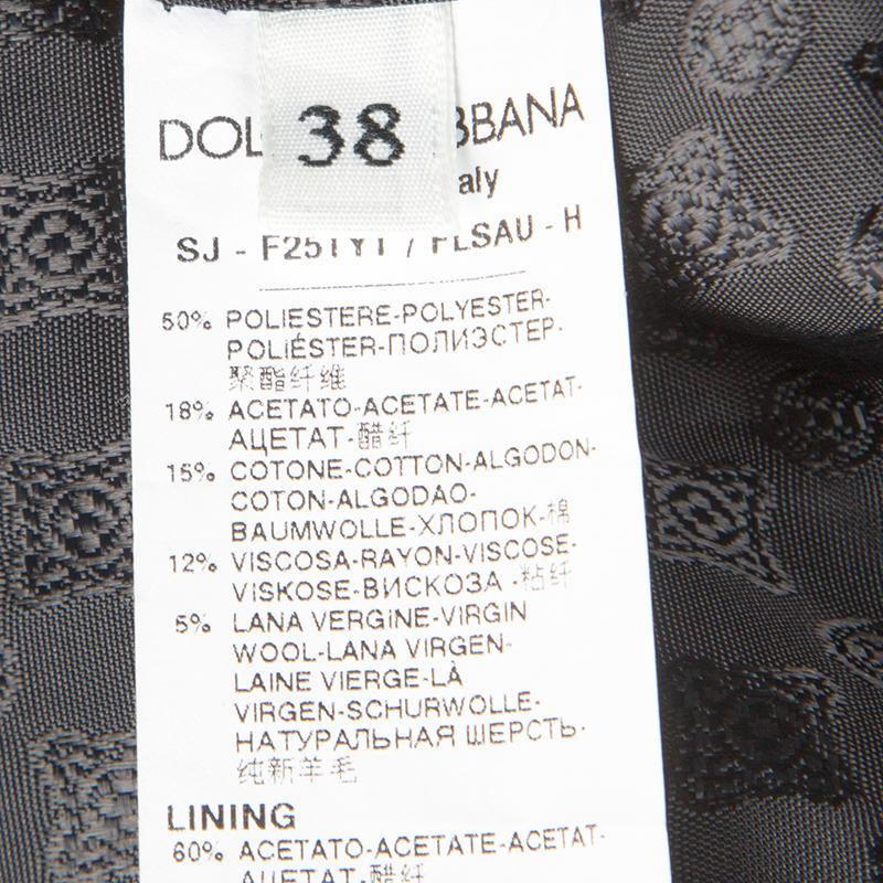 Dolce and Gabbana Black Sequin Paillette Velvet Trim Double Breasted Coat S 2