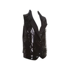 Dolce and Gabbana Black Sequined Double Breasted Vest M
