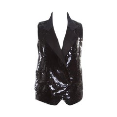 Dolce and Gabbana Black Sequined Double Breasted Vest S