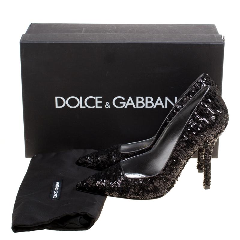 Dolce and Gabbana Black Sequins Pointed Toe Pumps Size 38 4