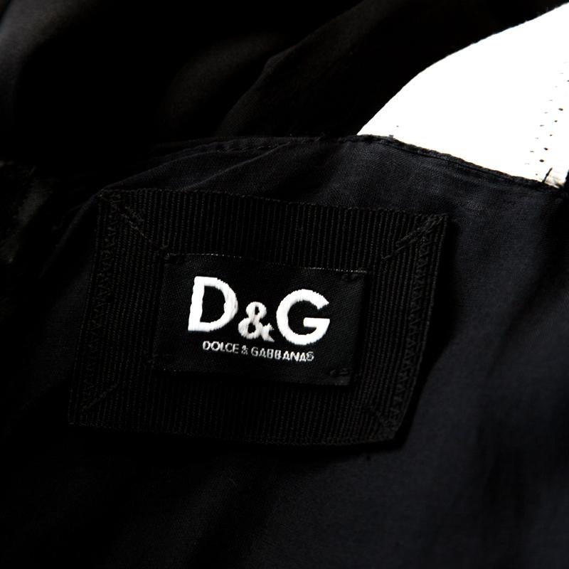 Dolce and Gabbana Black Silk Elasticized Strap Detail Dress M 1