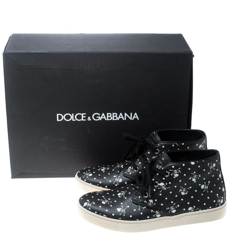 Dolce and Gabbana Black Skull and Cross Bone Print Canvas  Sneakers Size 41 4