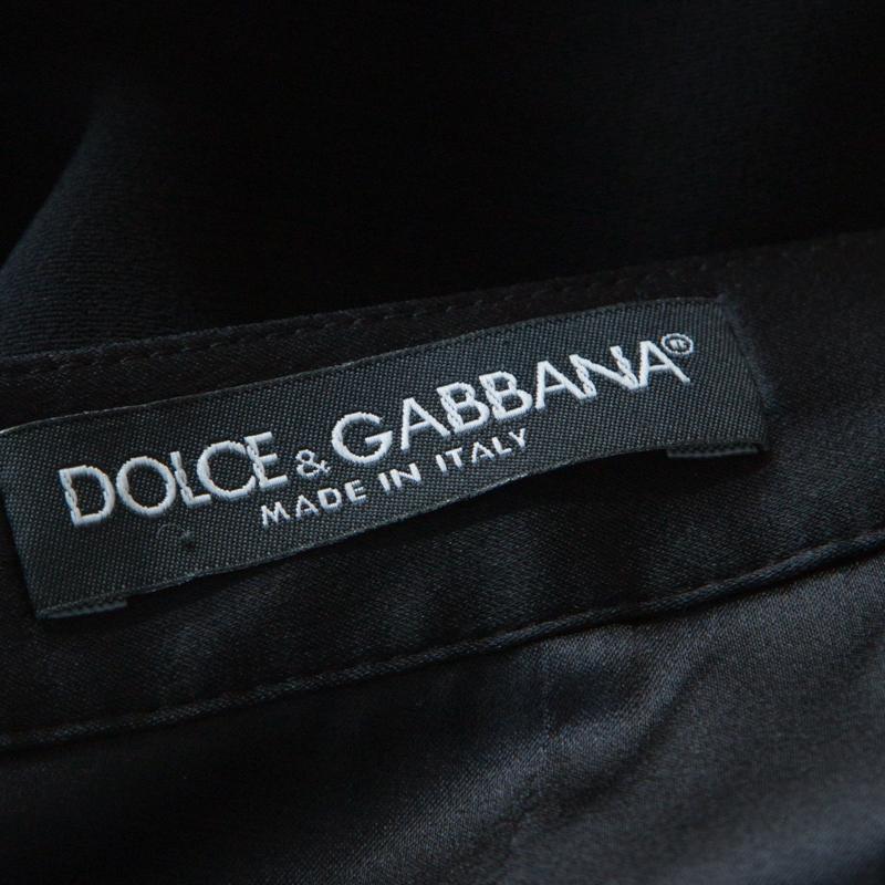 Dolce and Gabbana Black Stretch Crepe Pencil Skirt M 1