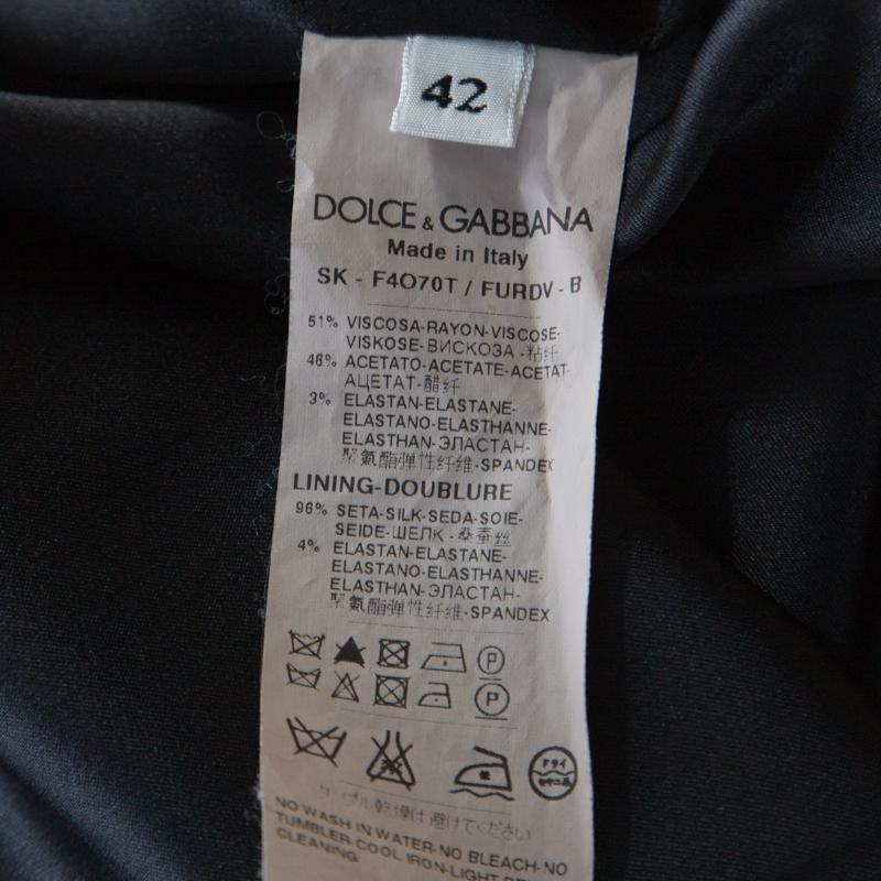 Dolce and Gabbana Black Stretch Crepe Pencil Skirt M 2