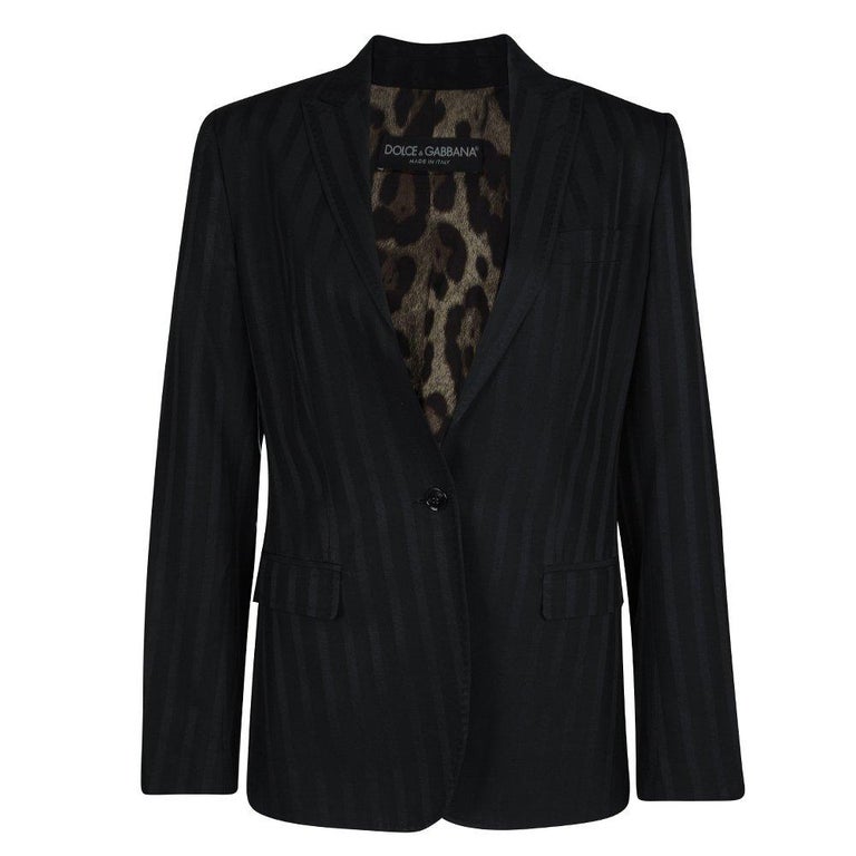 Dolce and Gabbana Black Striped Tailored Pant Suit M For Sale at 1stDibs