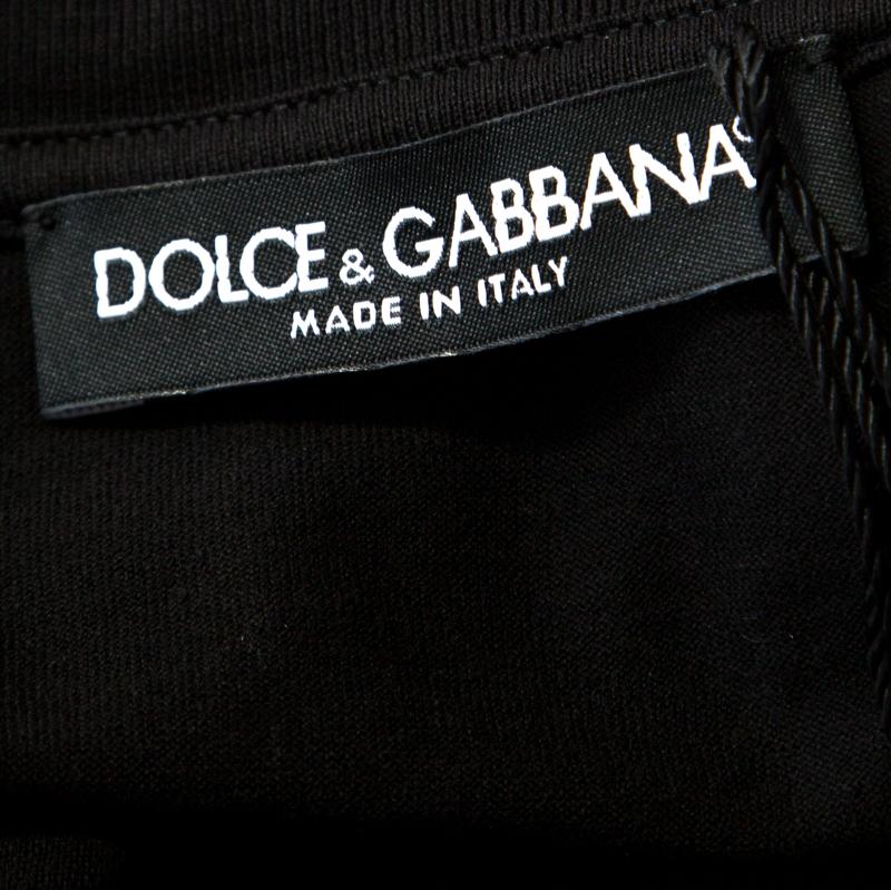 Dolce and Gabbana Black Text Print Cotton Sleeveless Vest XS 1