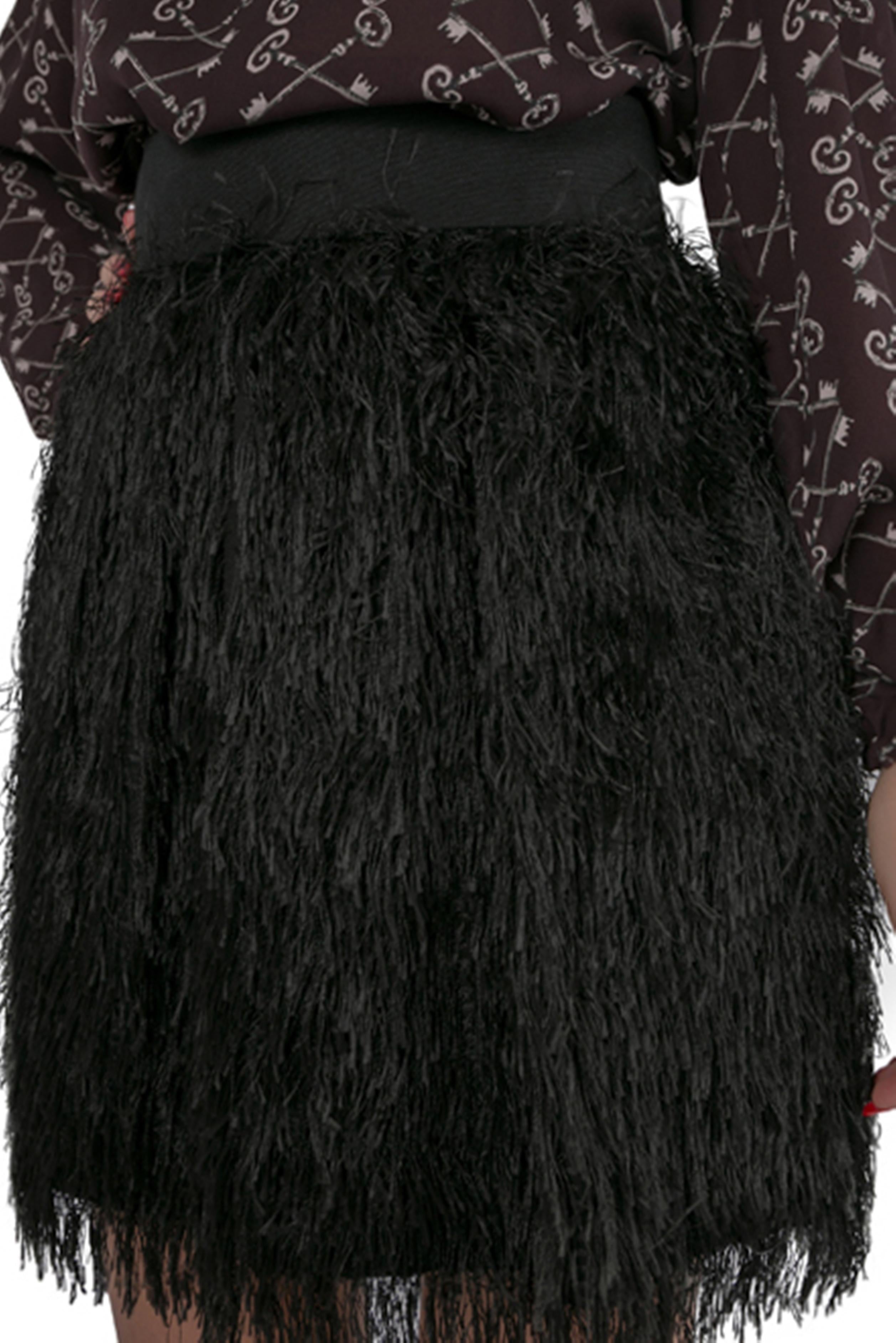 Dolce and Gabbana Black Textured Fringed Mini Skirt S 2