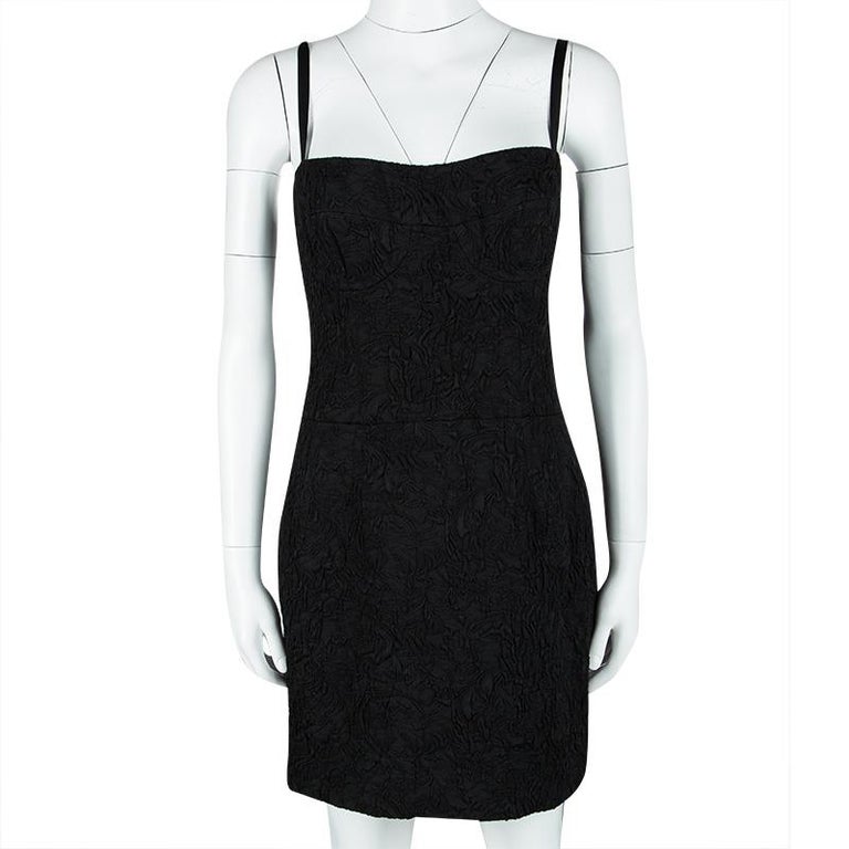 Dolce And Gabbana Black Textured Jacquard Sleeveless Dress L For Sale At 1stdibs