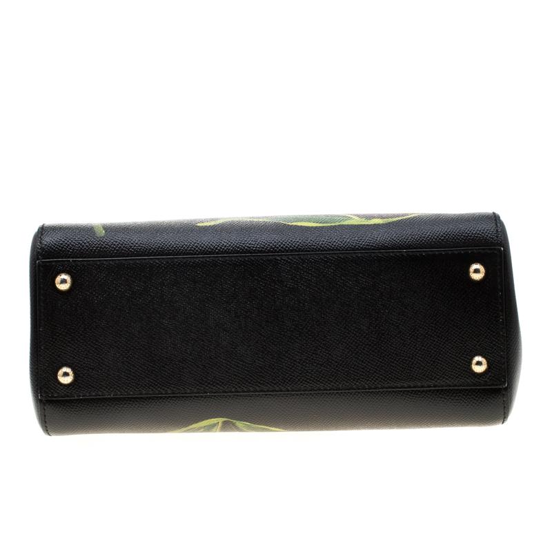 Dolce and Gabbana Black Tulip Leather Miss Sicily Top Haandle Bag For Sale 1