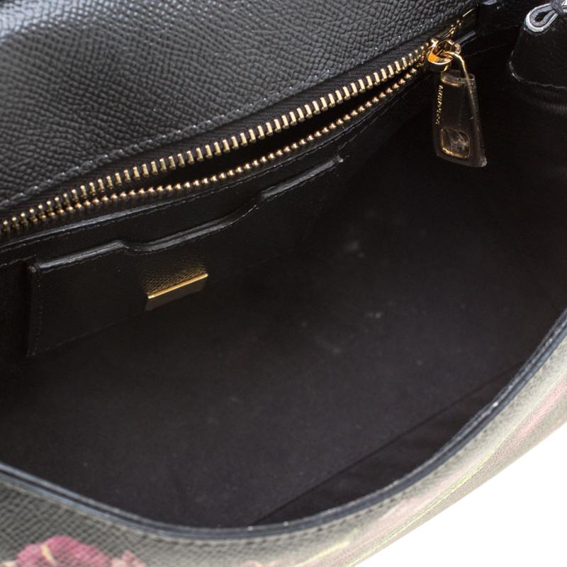 Dolce and Gabbana Black Tulip Leather Miss Sicily Top Haandle Bag For Sale 5