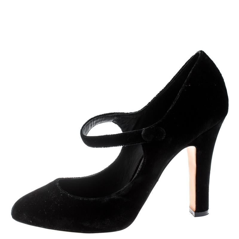 Women's Dolce And Gabbana Black Velvet Mary Jane Pumps Size 41
