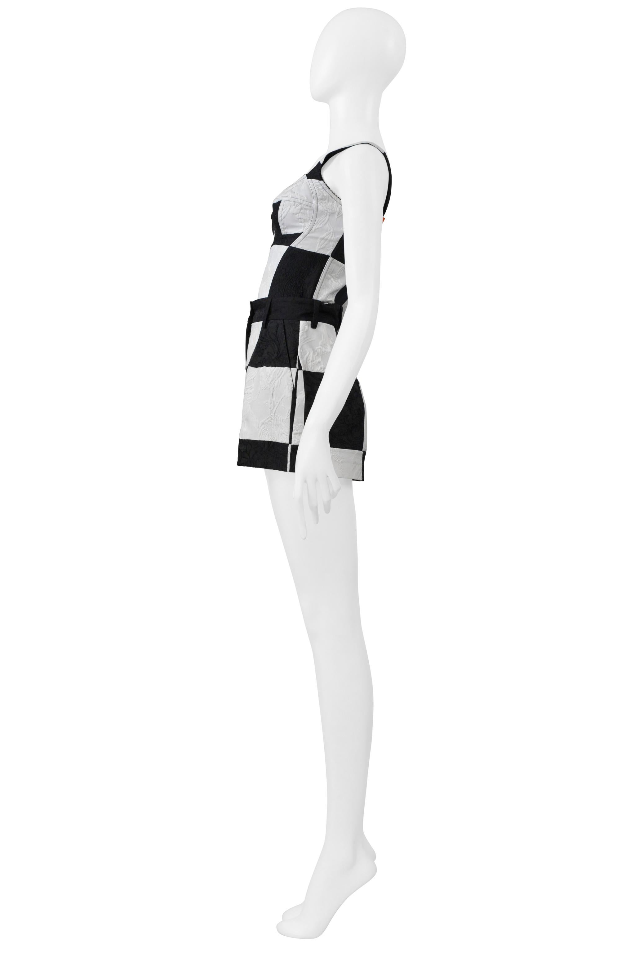 Dolce & Gabbana Ensemble bustier et short noir et blanc Op Art Pour femmes en vente