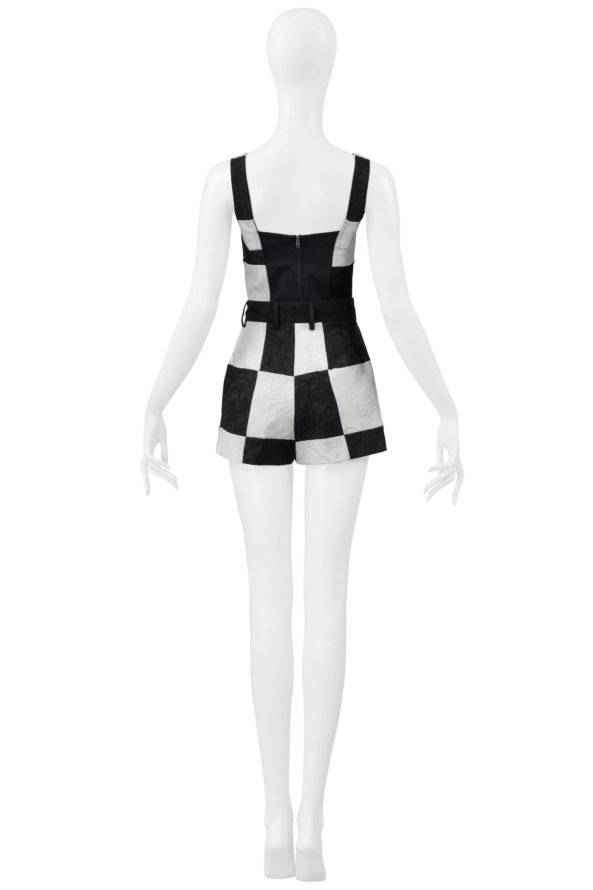 Dolce & Gabbana Ensemble bustier et short noir et blanc Op Art en vente 1
