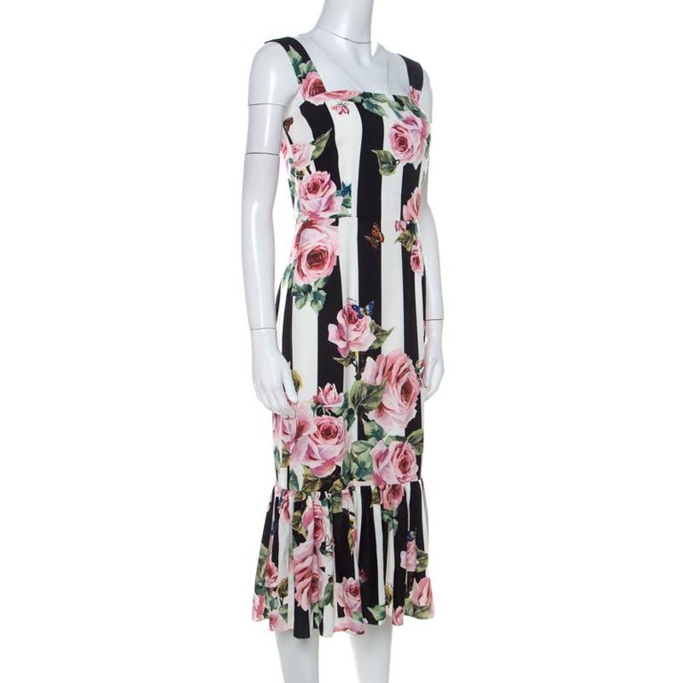 Emaley Dress Black & White Stripe Floral main image 1